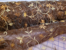 Load image into Gallery viewer, Drapery Floral Sheer Fabric - Brown