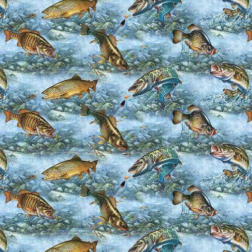 Fishing Fabric | Keep It Reel Packed Fish | Blank Quilting YARD