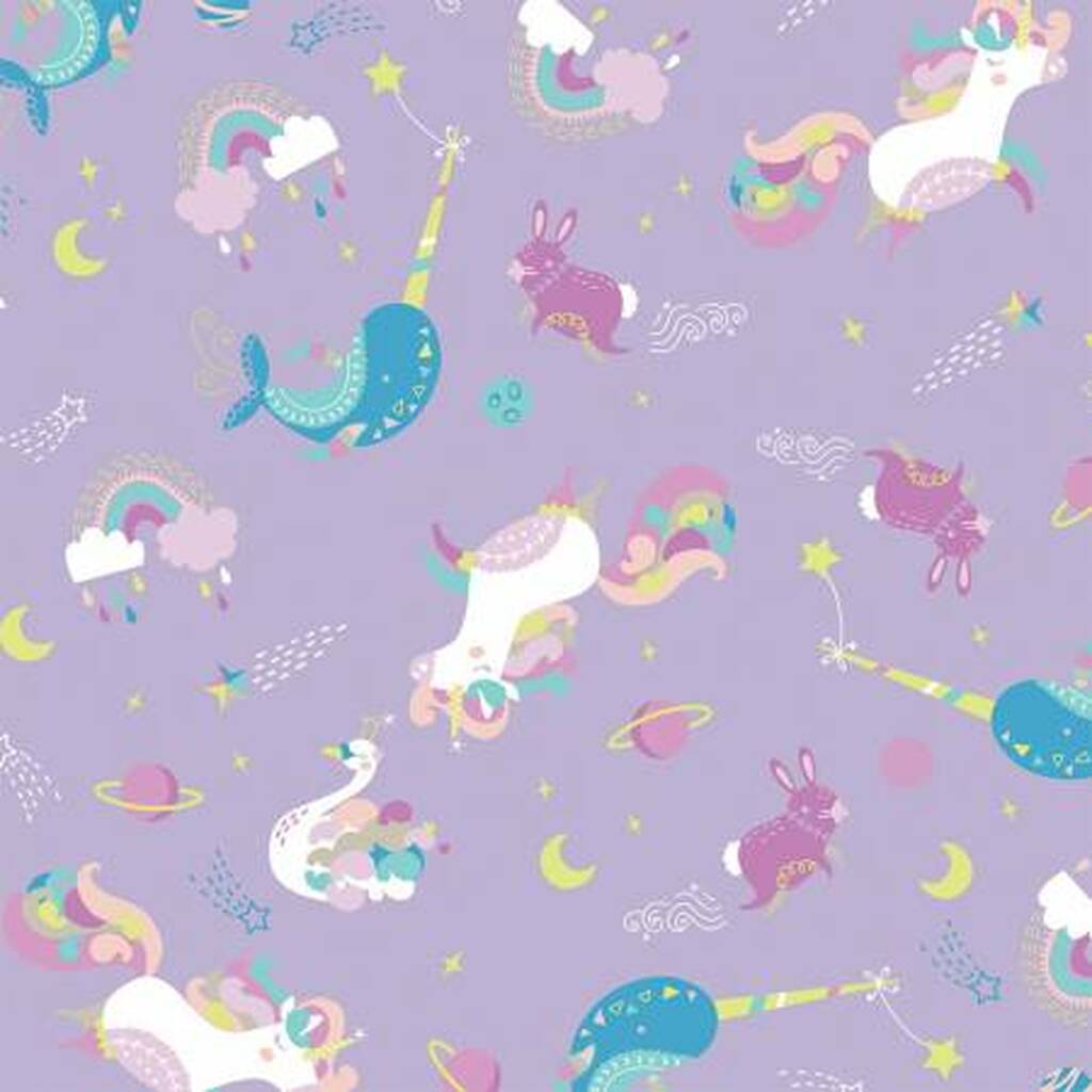 Camelot Orchestra Unicorn And Narwhal Flannel - Purple