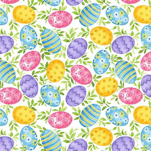 Blank Quilting Spring Is Hare Easter Eggs
