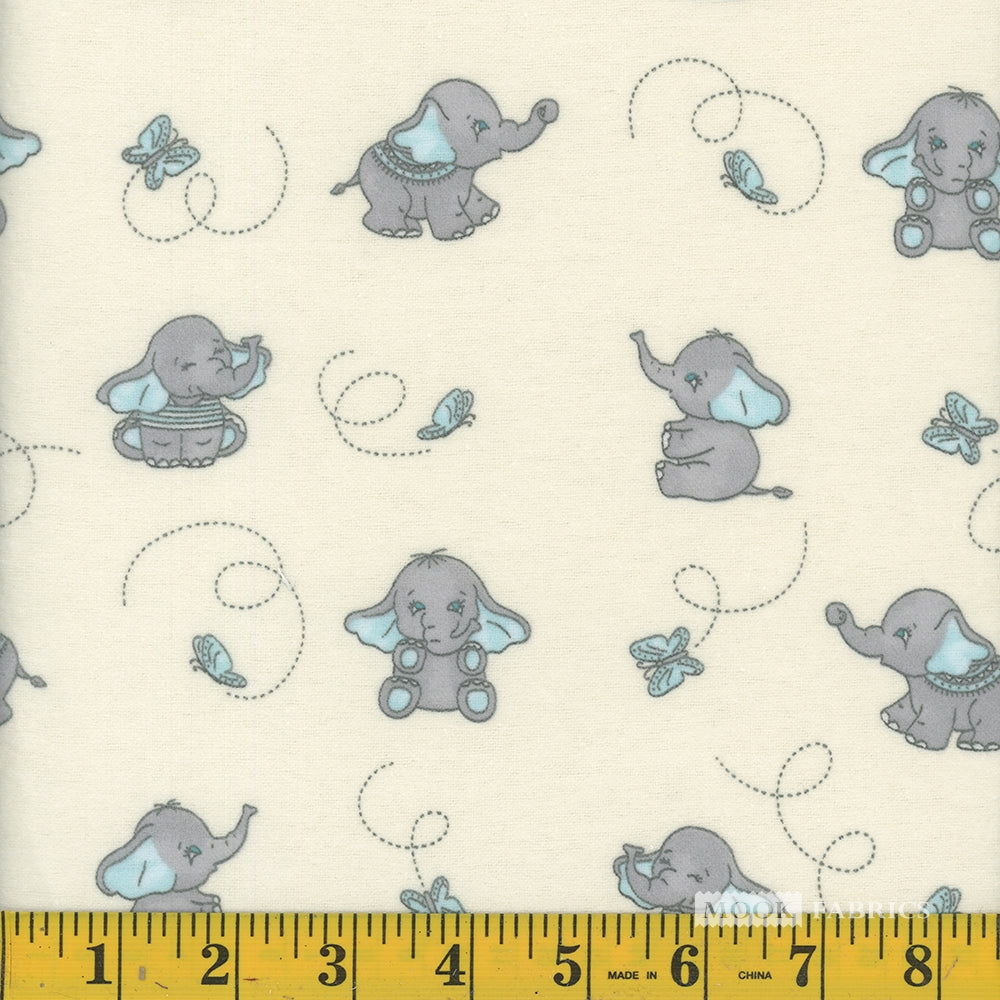 Baby Elephant Flannel - Aqua