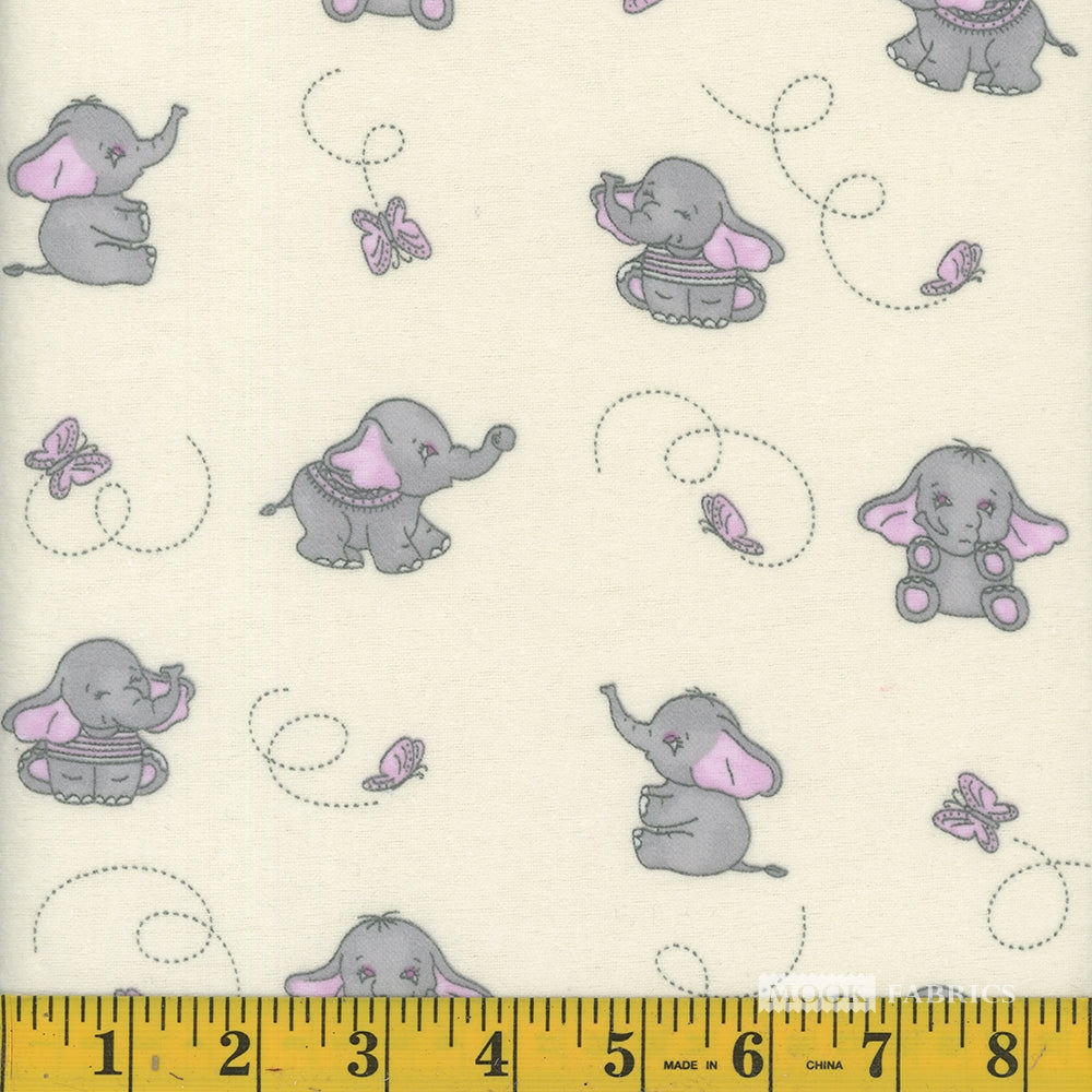 Baby Elephant Flannel - Pink