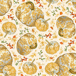 Quilting Treasures Autumn Shimmer Tossed Pumpkins Fabric