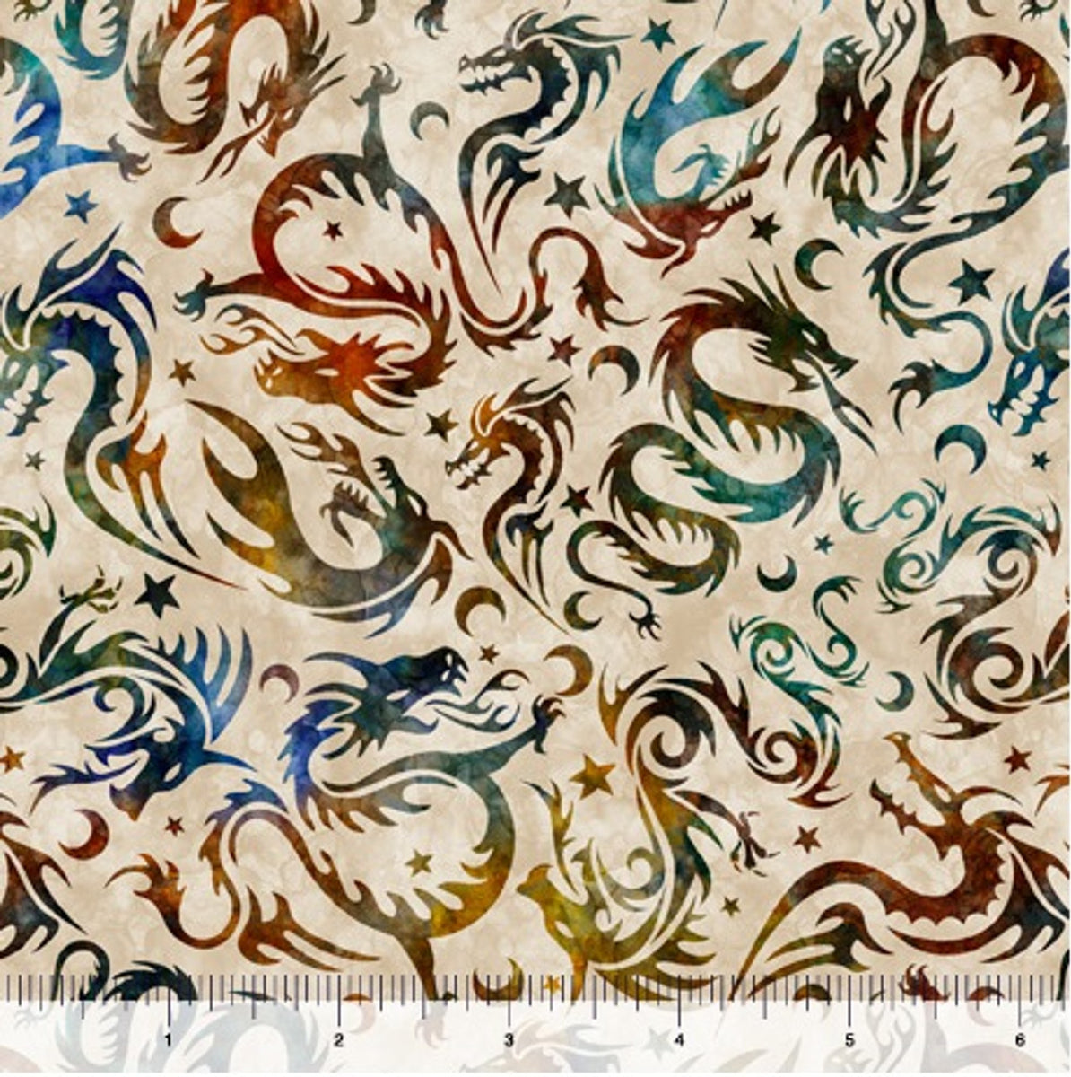 Quilting Treasures Dragon Quest Dragon Toss Cream | BecksFabrics | Canada