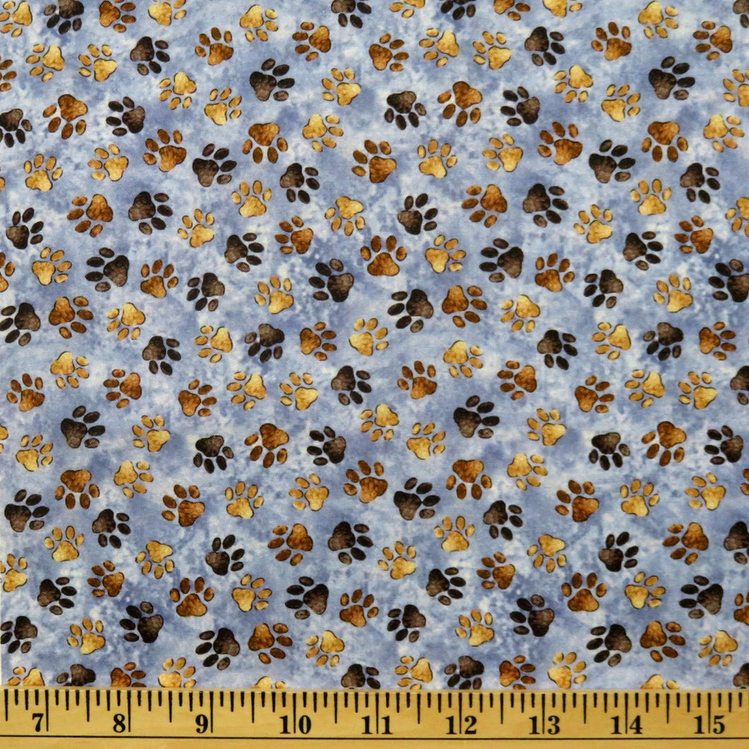 Quilting Treasures Loyal, Loveable Labs Paw Print - Blue