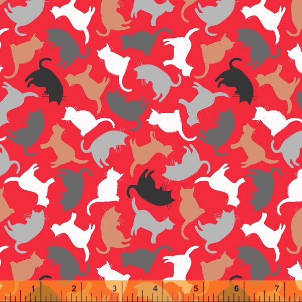 Windham Mod Cats Kitty Silhouettes - Red