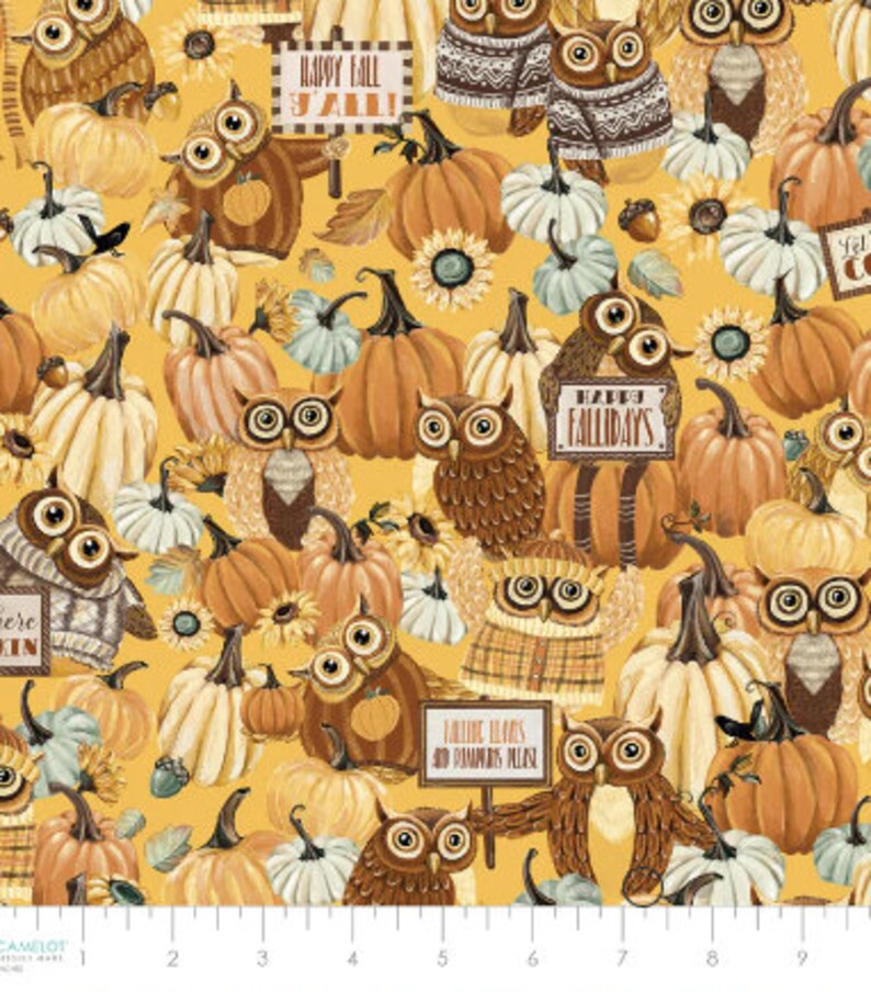 Camelot Happy Fallidays Owl Patch - Yellow