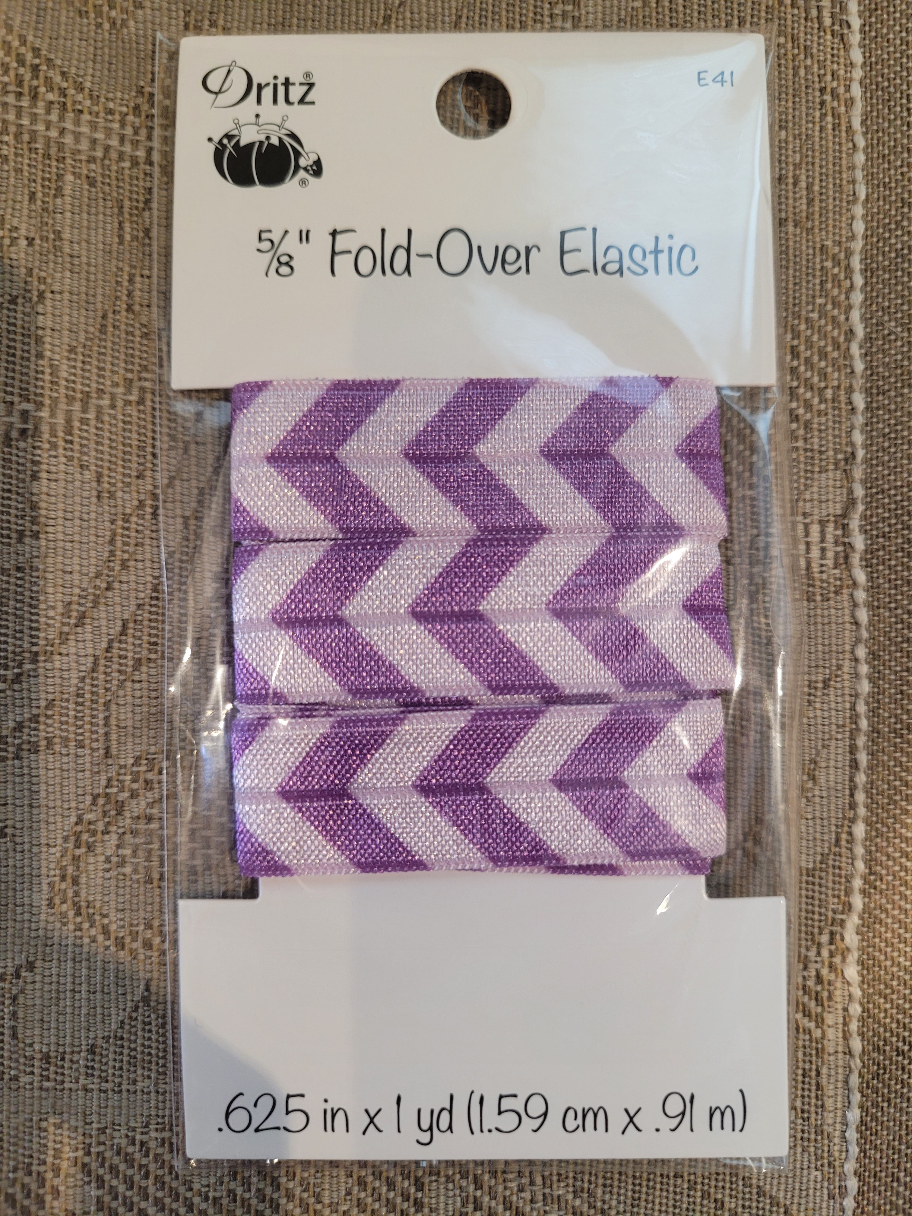 5/8" Fold-Over Elastic, 1 Yard, Chevron - Purple