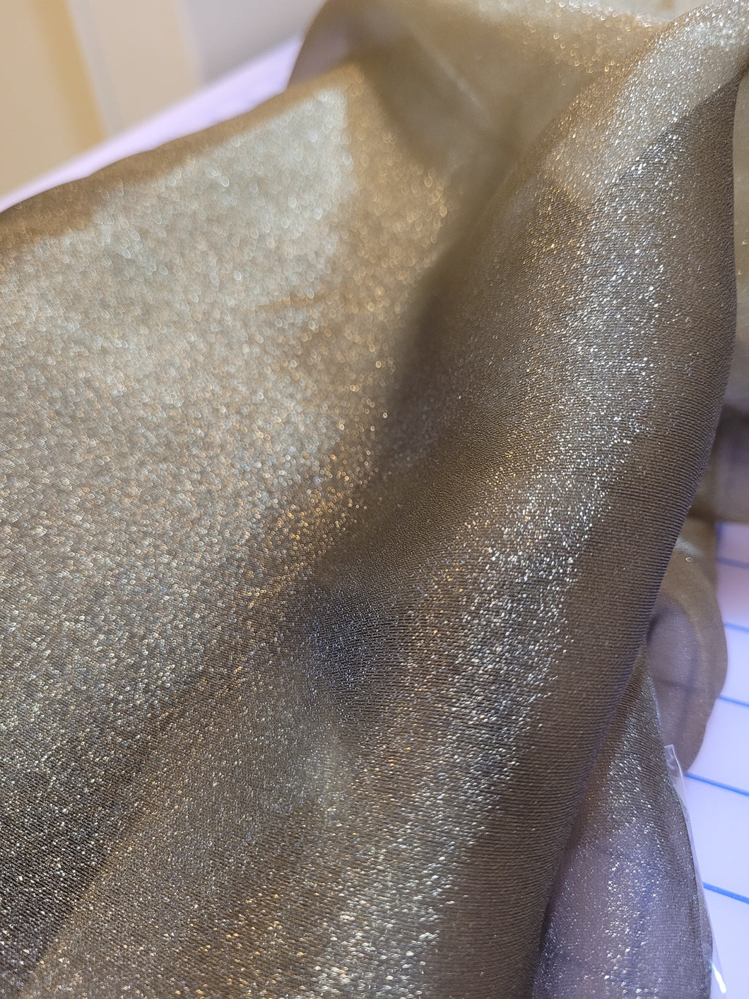 Drapery Golden Sparkly Sheer Fabric