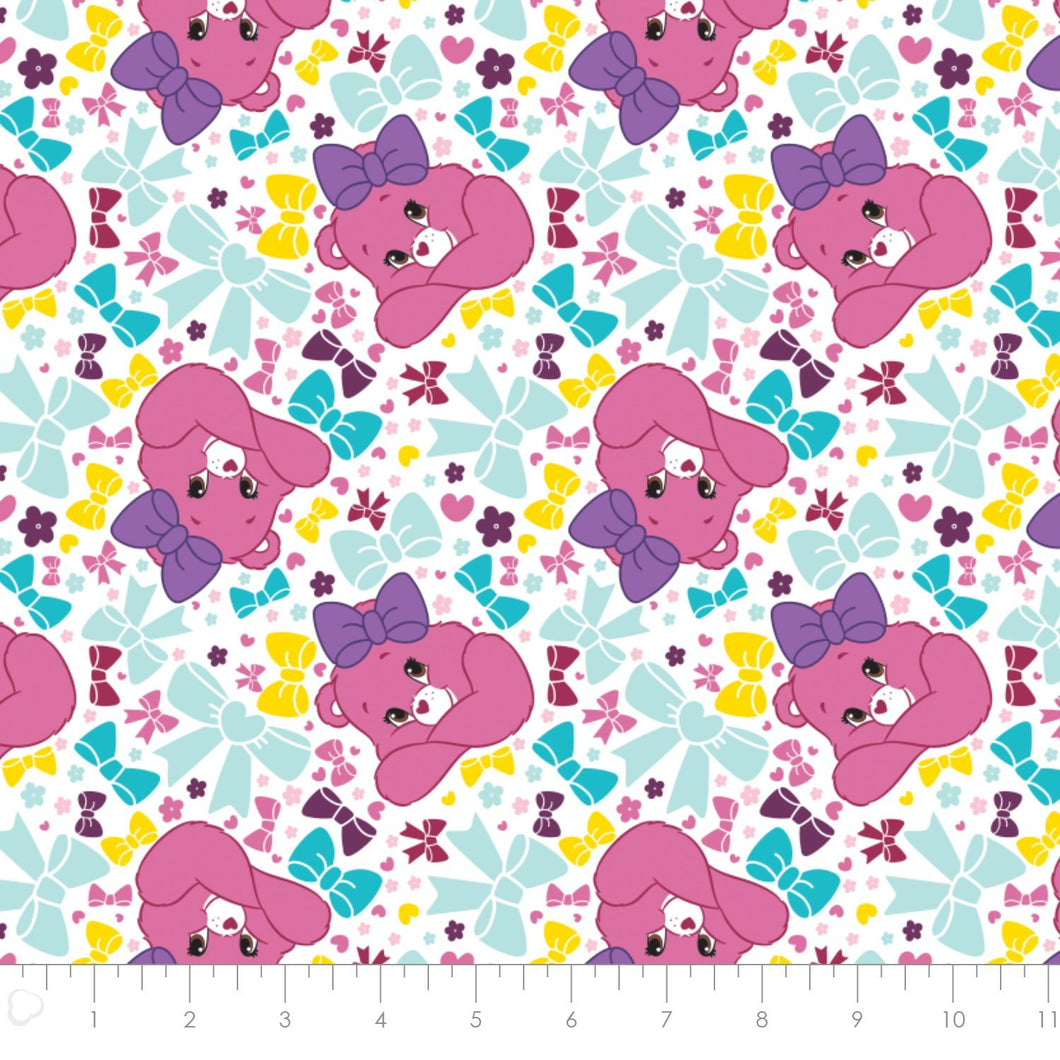 Camelot Care Bear Pretty Bow Cotton Fabric - White