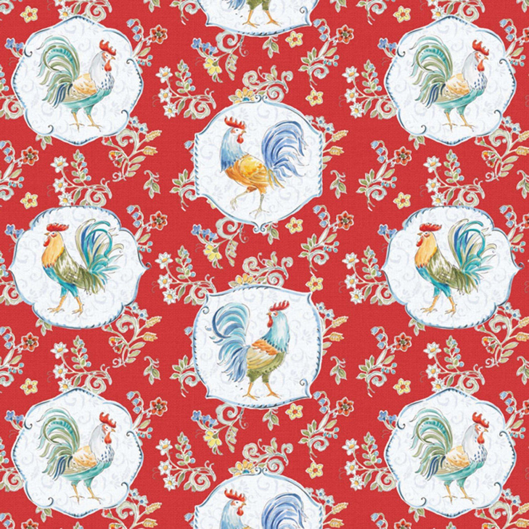 David Textiles Morning Bloom Rooster - Red