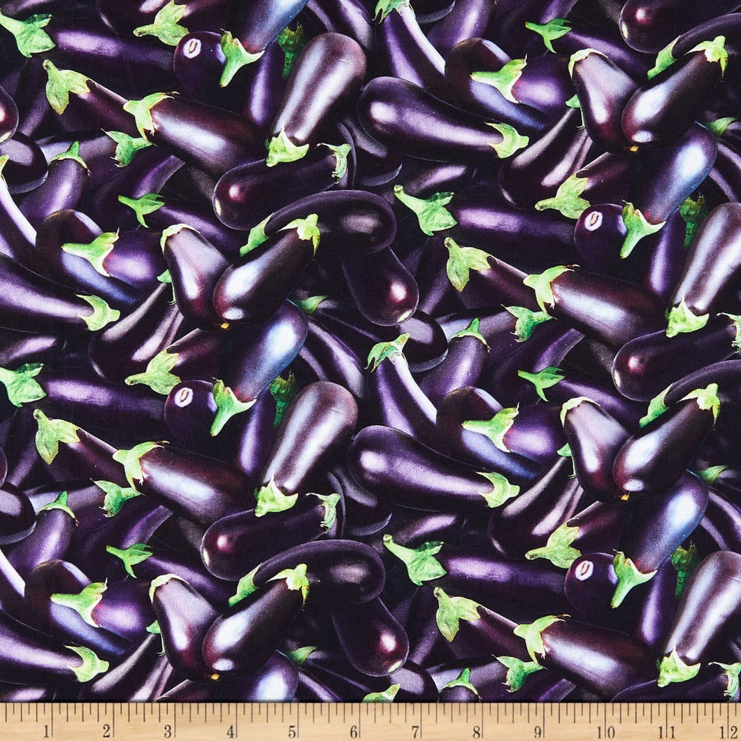 Elizabeth Studio Food Festival Eggplant Fabric