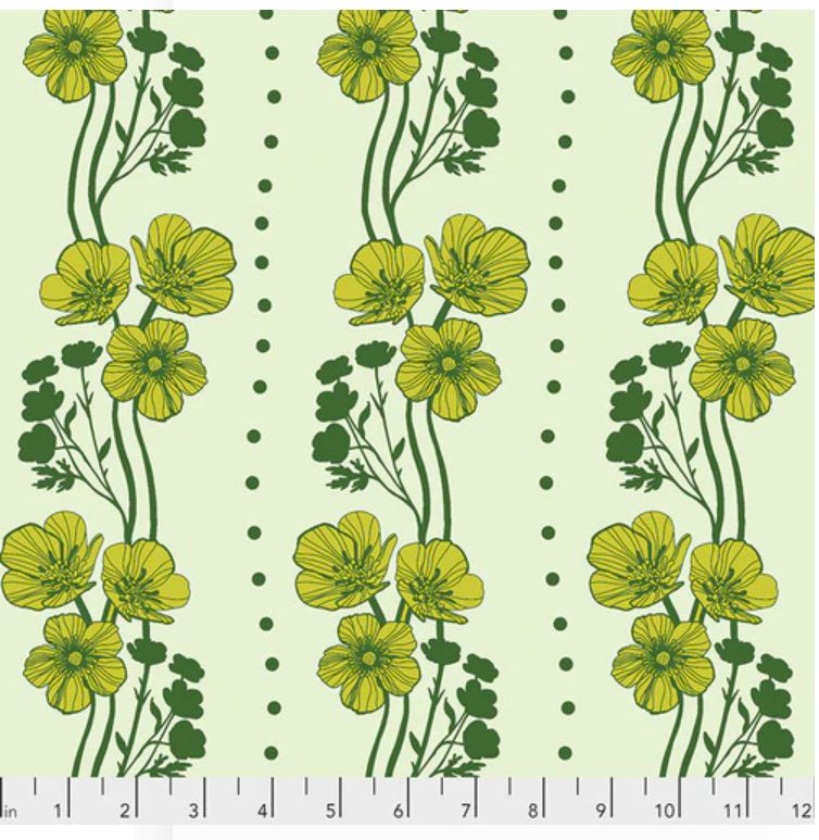 Free Spirit Triple Take Buttercups Quilting Cotton - Lime