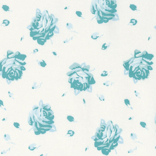 Free Spirit Shades Of Rose Falling Rose Quilting Cotton - Teal