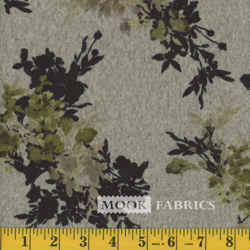 Olive And Beige Floral Sweater Knit Fabric