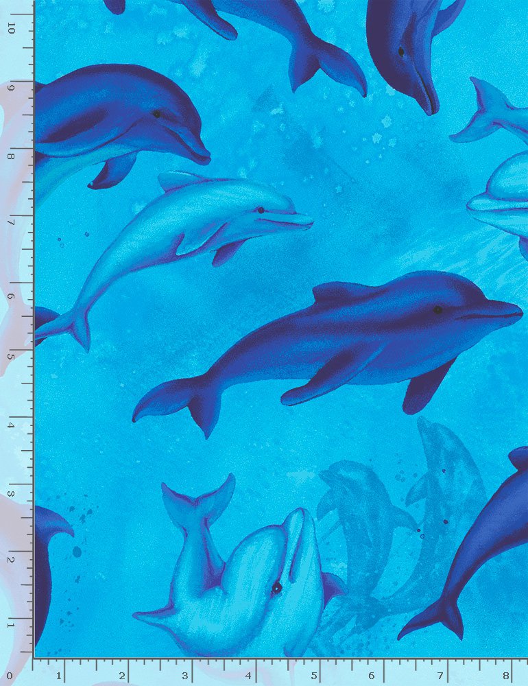 Timeless Treasures Ocean Magic Swimming Dolphins