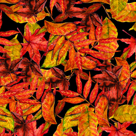 Quilting Treasures Painted Season Leaves - Red
