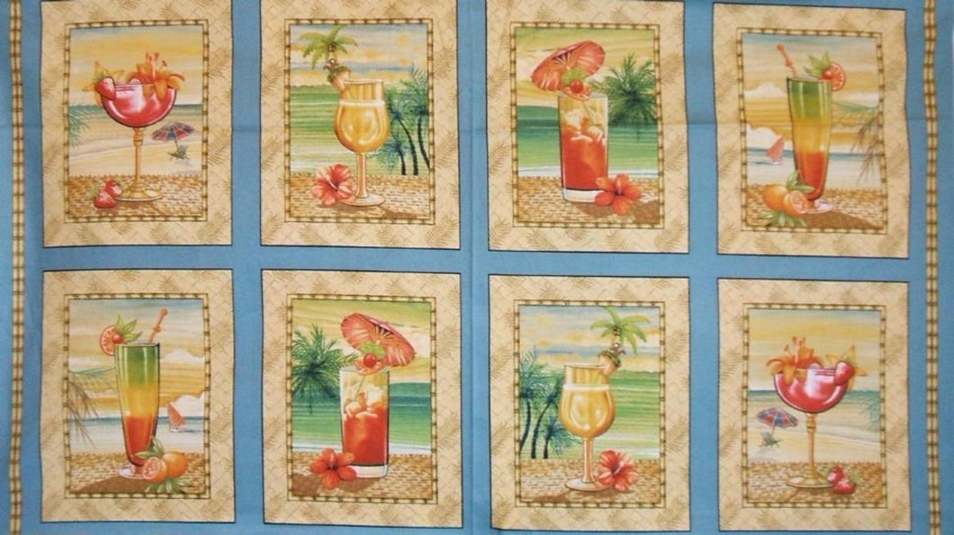 Quilting Treasures Paradise Delight Tropical Drinks Panel