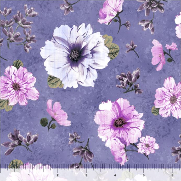 Quilting Treasures Simone Spaced Floral - Violet