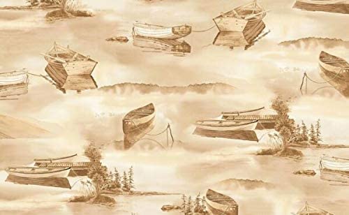 Quilting Treasures Tranquility Boats - Tan