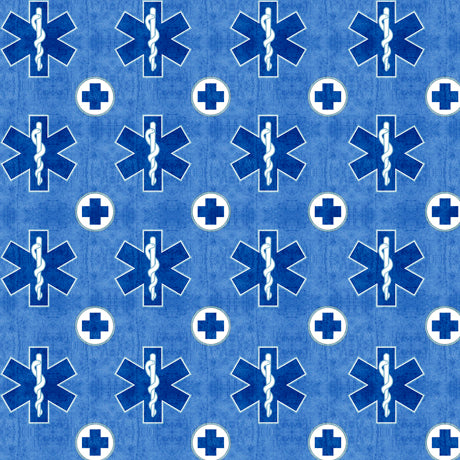 Quilting Treasures What The Doctor Ordered EMS Symbol - Blue