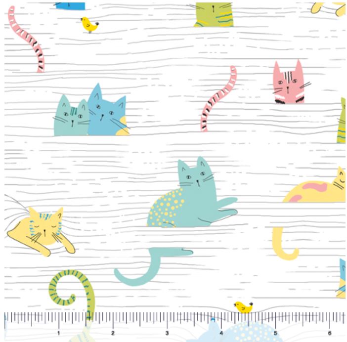 Quilting Treasures Whiskers Cats In Blinds - White