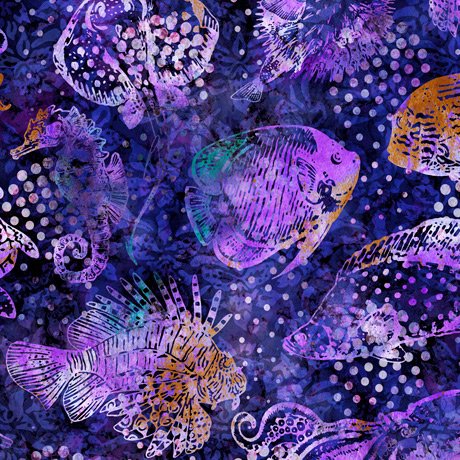 Quilting Treasures Aquatica Fish - Purple