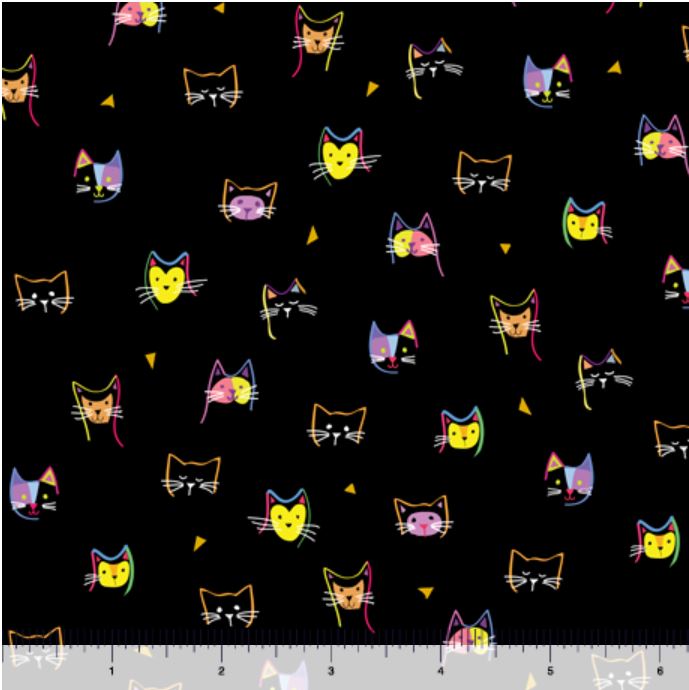 Quilting Treasures Kitty Cats Kitty Cats Heads - Black