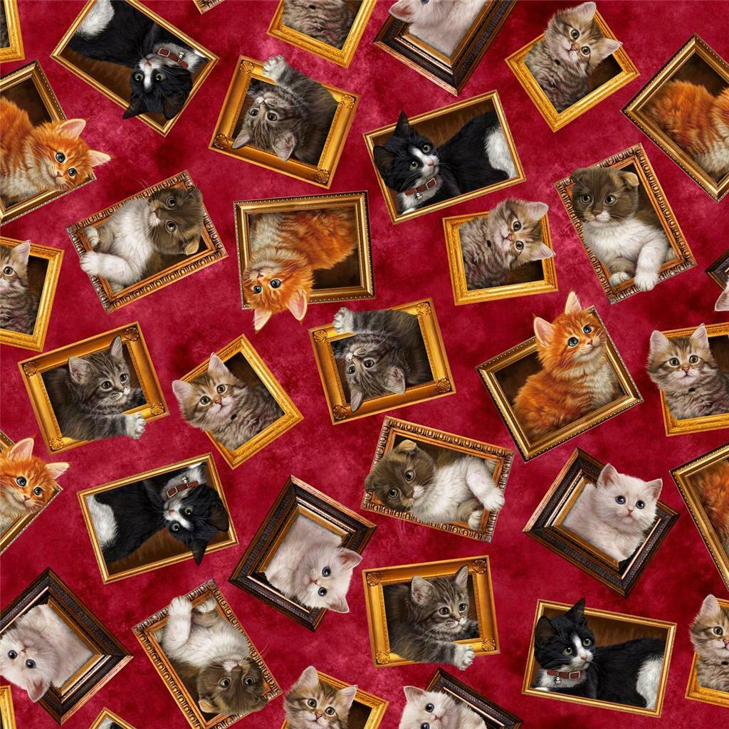 Quilting Treasures Literary Kittens Framed Kittens - Brick