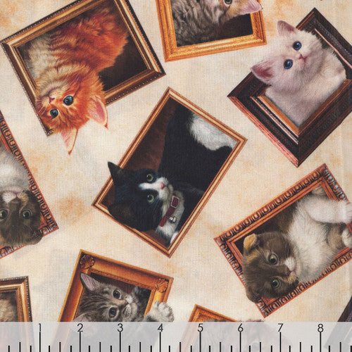 Quilting Treasures Literary Kittens Framed Kittens - Cream