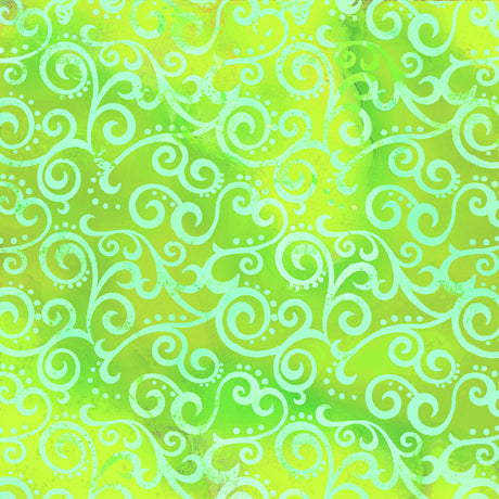 Ombre Scroll Blender Quilting Fabric - Lime