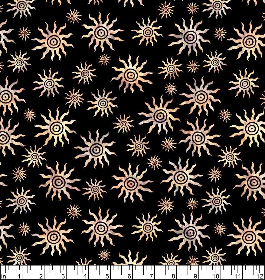 Quilting Treasures Southwest Reflection Suns - Black
