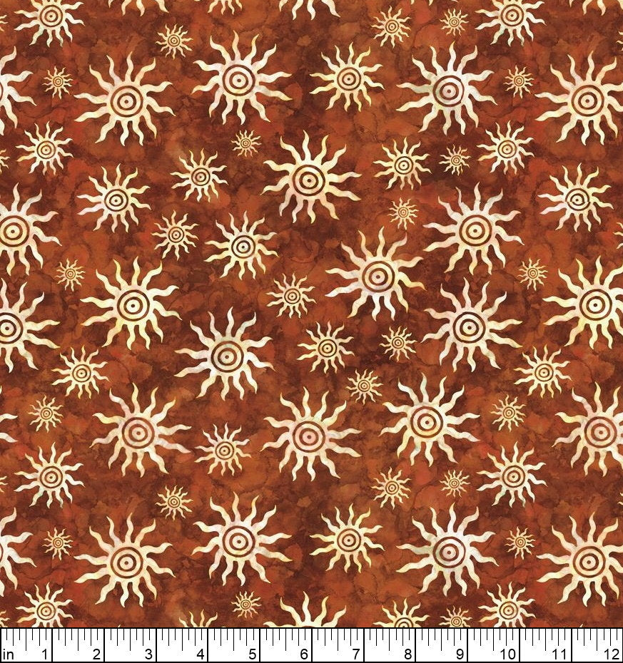 Quilting Treasures Southwest Reflection Suns - Rust