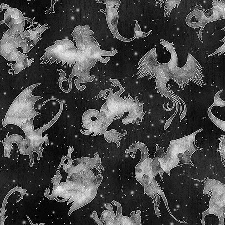 Quilting Treasures Spellbound Mystical Beasts Black Fabric ...