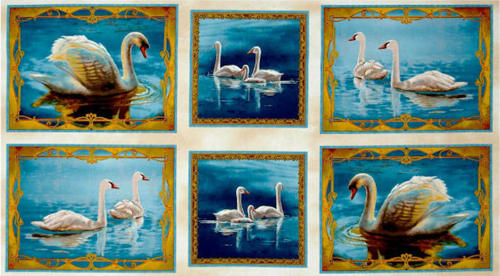 Quilting Treasures Splendid Swans Patches Panel