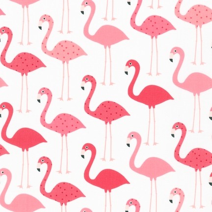 Robert Kaufman Urban Zoologie Flamingo Fabric - White