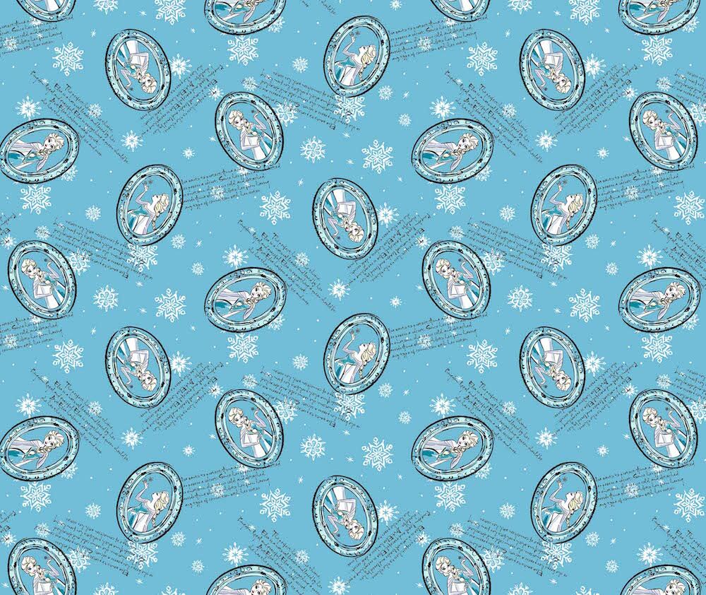 Frozen Elsa Framed Cotton Fabric - Blue