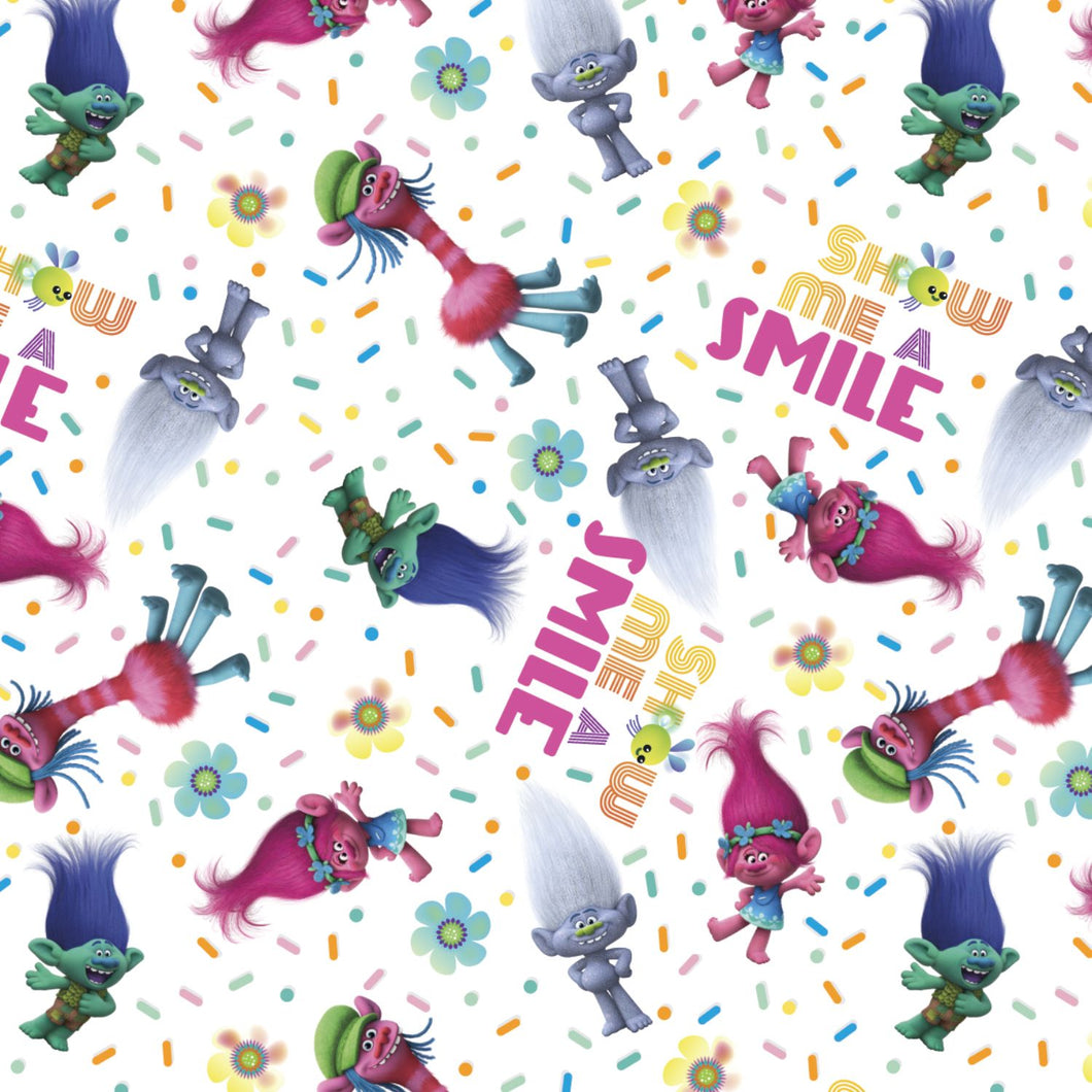 Trolls Show Me A Smile Quilting Fabric