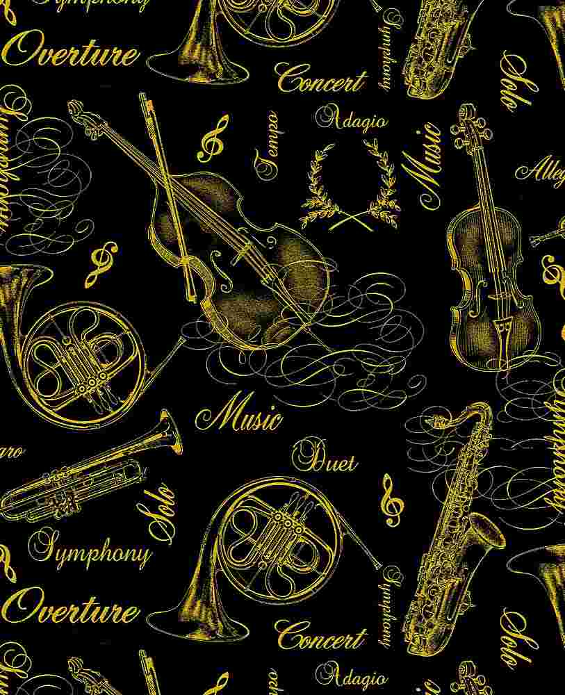 Timeless Treasures Symphony Metallic Musical Instruments