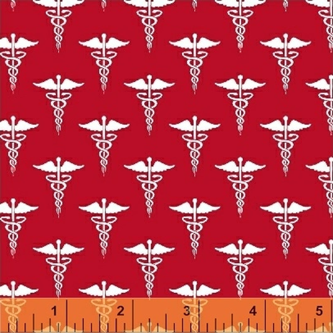 Windham Calling All Nurses Medical Symbol Fabric - Red