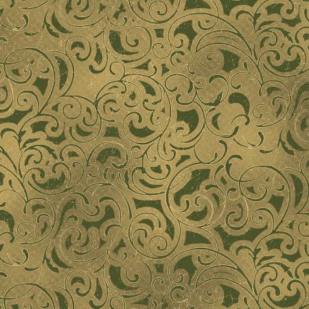 Windham Fabrics Grand Illusion Swirls - Green Metallic
