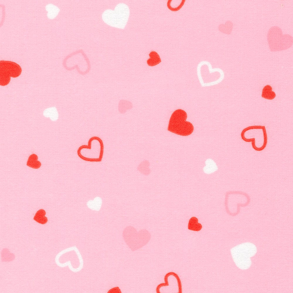 Robert Kaufman Heart Flannel - Pink