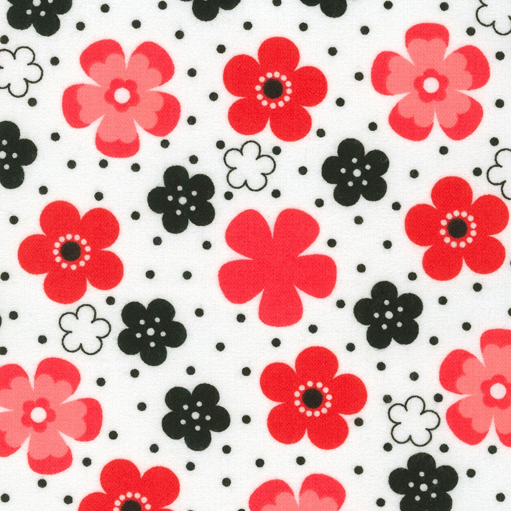 Robert Kaufman Large Floral Flannel - Red