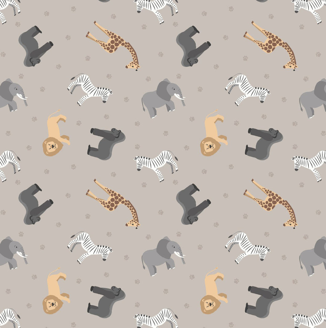 Lewis & Irene African Animals Elephant Grey Quilting Fabric