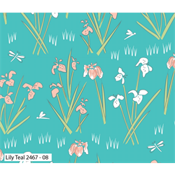 Lily Pad Lily Quilting Fabric - Teal